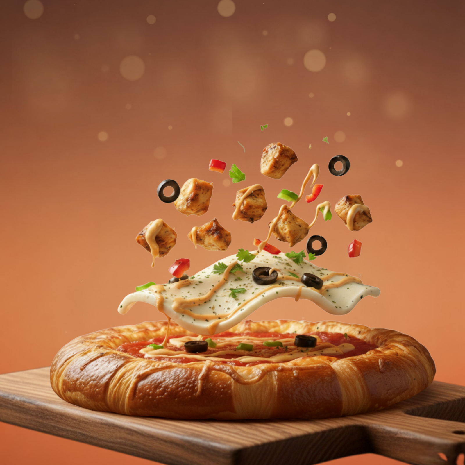 بيتزا دجاج بعجينة الكرواسون