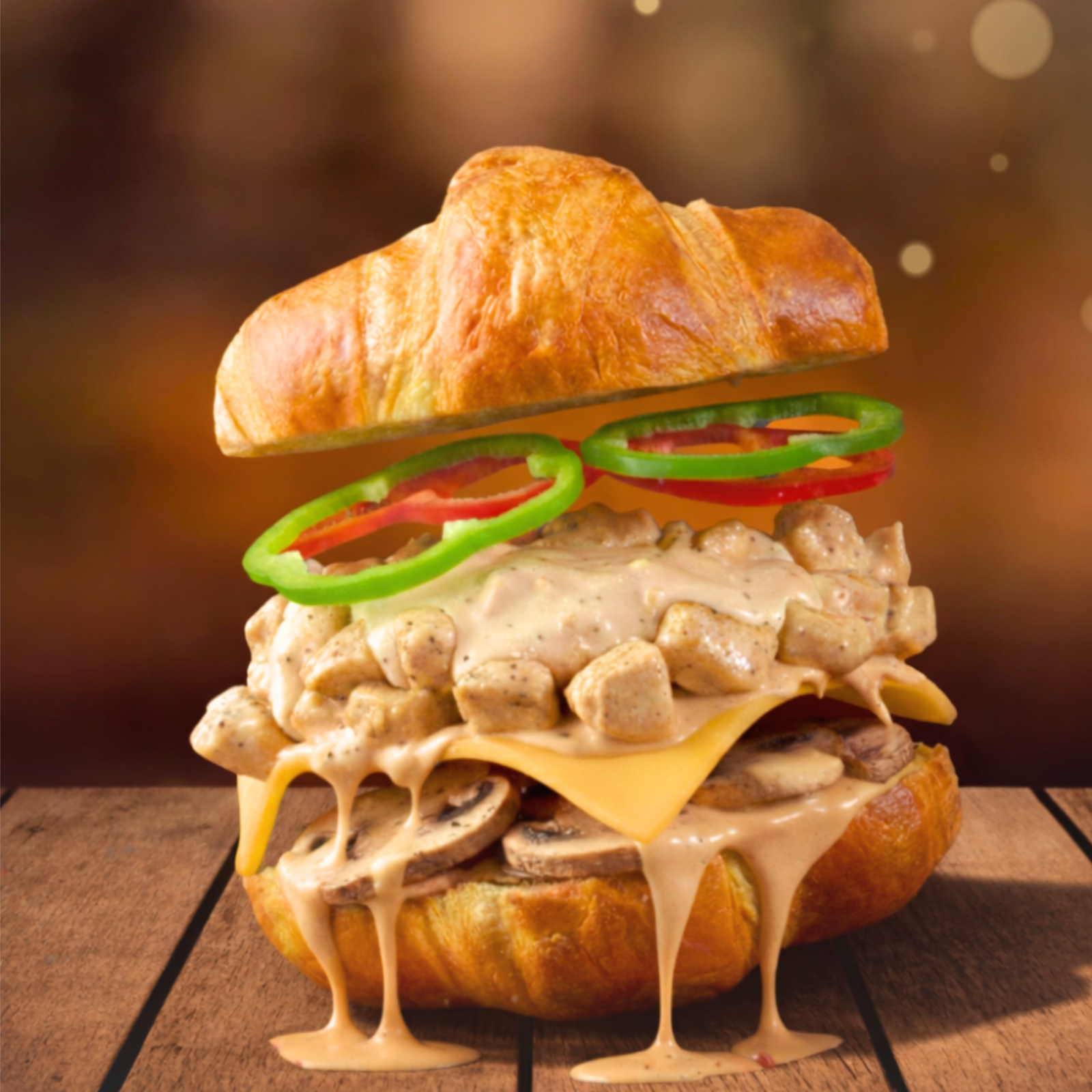 برجر دجاج بعجينة الكرواسون